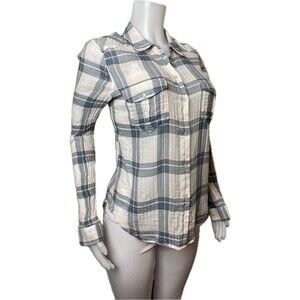 F. Paige  Shirt  L Plaid Multicolor Blouse Long Sleeve Collared Button